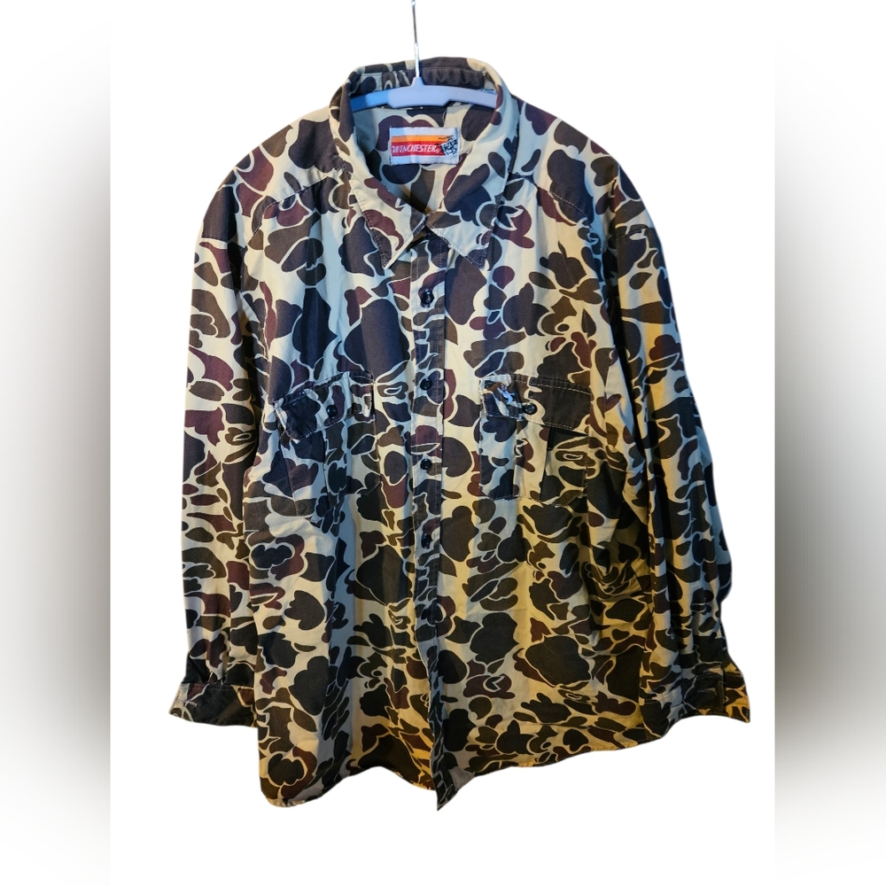 Vtg Winchester Size XL Camouflage Duck Hunting Shirt Light Jacket CL0025